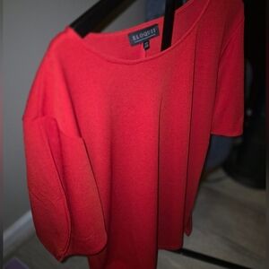 Eloquii Vibrant Red Textured Short-Sleeve Knit Top Stretch Level Maximum